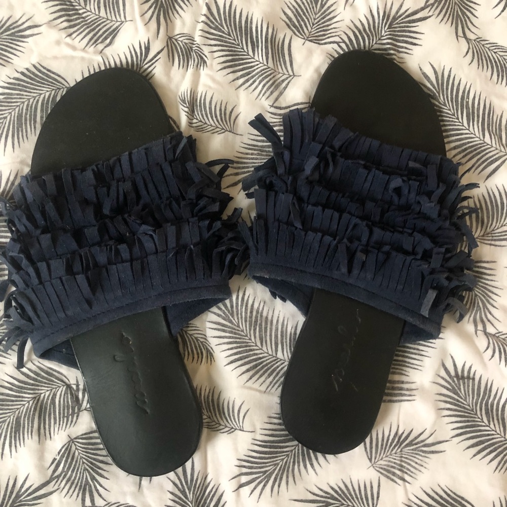 MARHO THE LABEL fringe blue slips on size 37